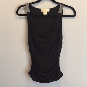Michael Kors Tank w/Cowl Neck & Crystal Detail P/M